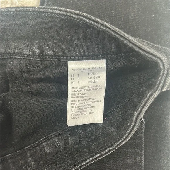 American Eagle Women's Black Distressed Skinny Jeans - Picture 4 of 5